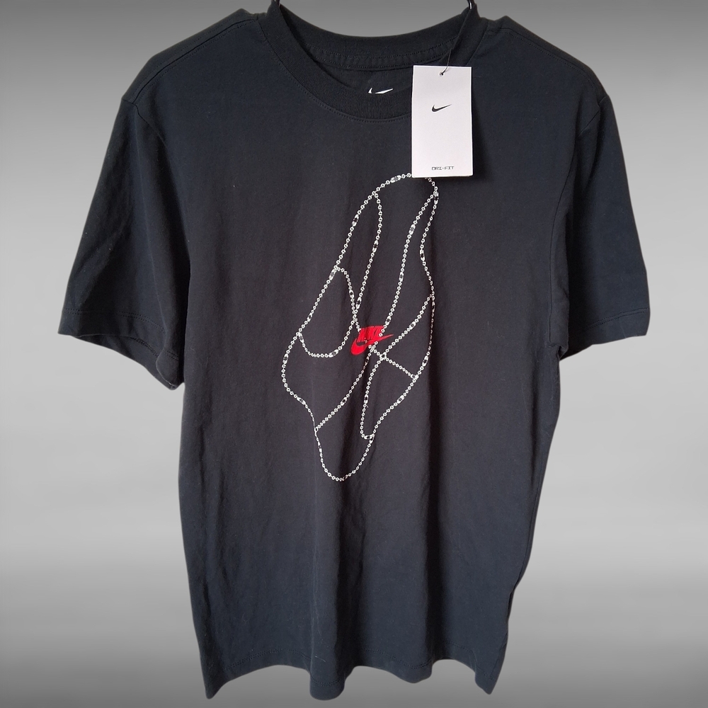 (New) Nike Shirt Mens Black Dri-Fit Graphic Swoosh Modern Athletic Tee
